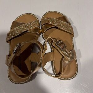 Girls Glitter Strap Sandals in Gold - toddler